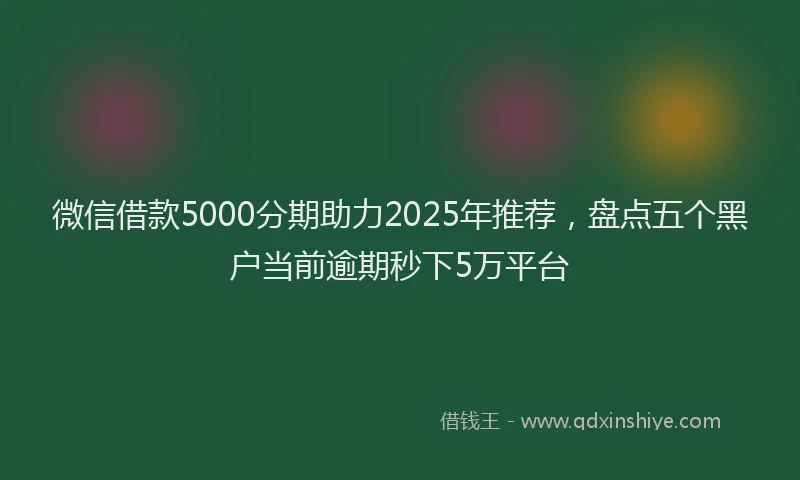 微信借款5000分期助力2025年推荐，盘点五个黑户当前逾期秒下5万平台