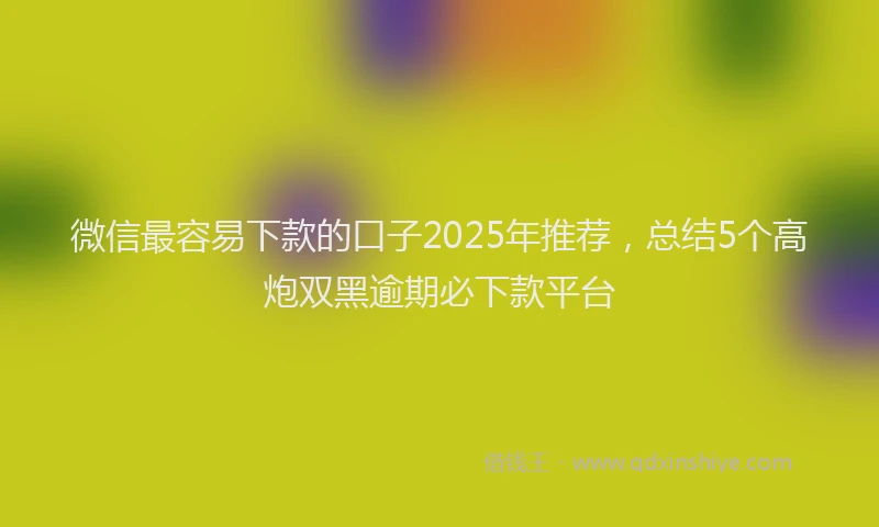微信最容易下款的口子2025年推荐，总结5个高炮双黑逾期必下款平台