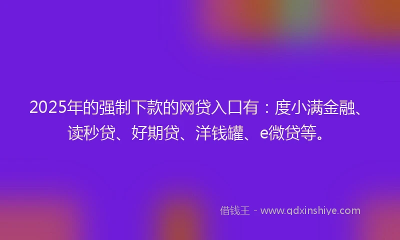 2025年的强制下款的网贷入口有：度小满金融、读秒贷、好期贷、洋钱罐、e微贷等。