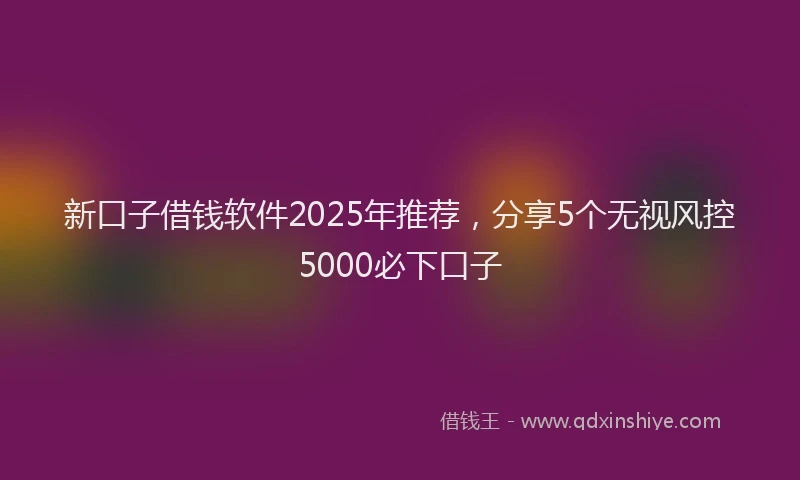 新口子借钱软件2025年推荐，分享5个无视风控5000必下口子