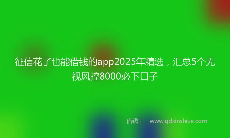征信花了也能借钱的app2025年精选，汇总5个无视风控8000必下口子