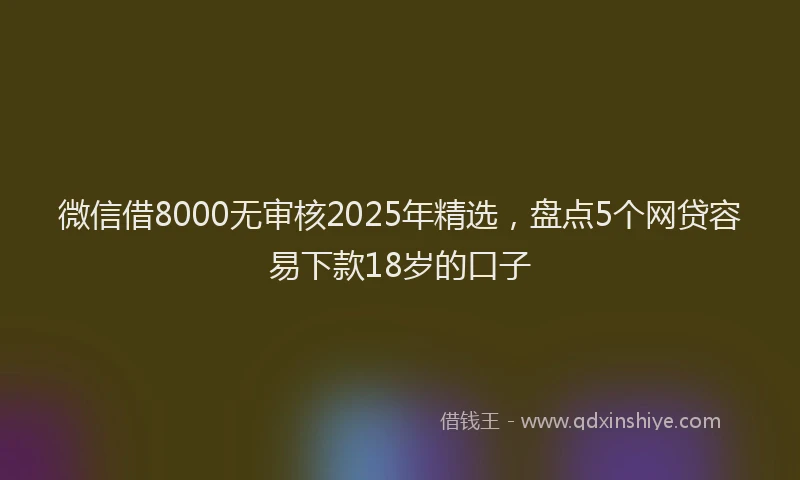 微信借8000无审核2025年精选，盘点5个网贷容易下款18岁的口子