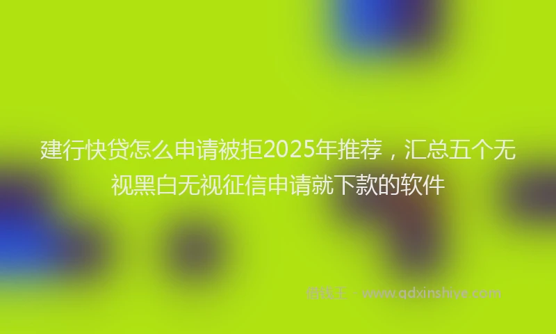 建行快贷怎么申请被拒2025年推荐，汇总五个无视黑白无视征信申请就下款的软件