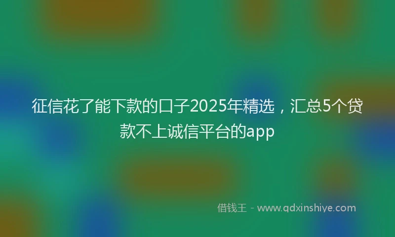 征信花了能下款的口子2025年精选，汇总5个贷款不上诚信平台的app