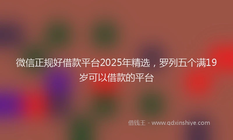 微信正规好借款平台2025年精选，罗列五个满19岁可以借款的平台