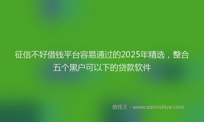 征信不好借钱平台容易通过的2025年精选，整合五个黑户可以下的贷款软件