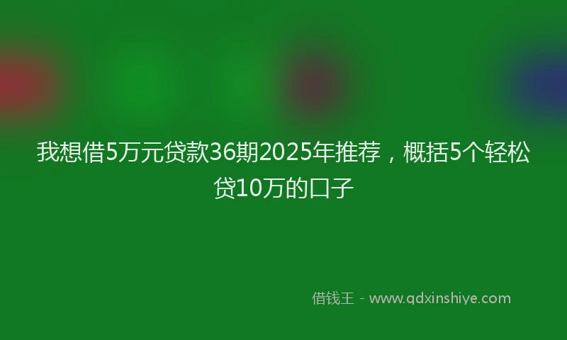 我想借5万元贷款36期2025年推荐，概括5个轻松贷10万的口子