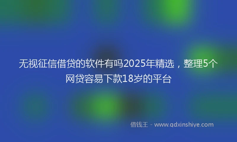 无视征信借贷的软件有吗2025年精选，整理5个网贷容易下款18岁的平台