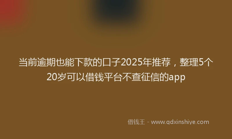 当前逾期也能下款的口子2025年推荐，整理5个20岁可以借钱平台不查征信的app