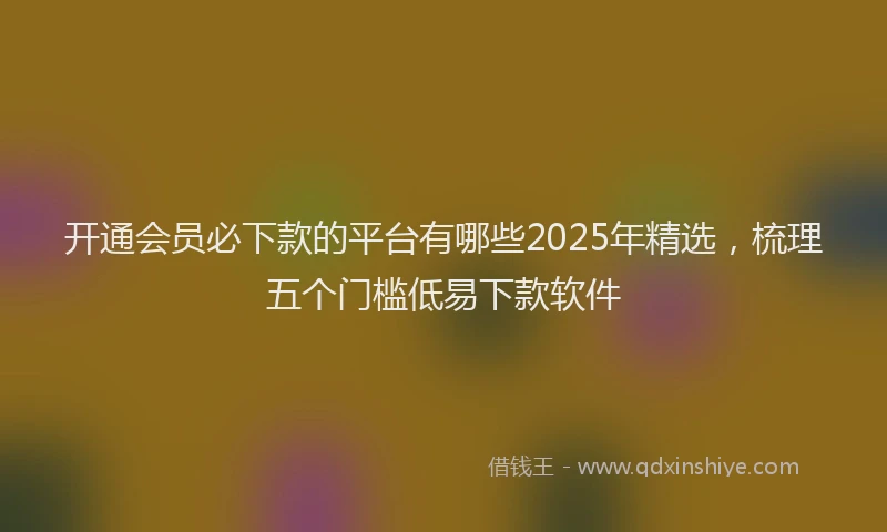 开通会员必下款的平台有哪些2025年精选，梳理五个门槛低易下款软件