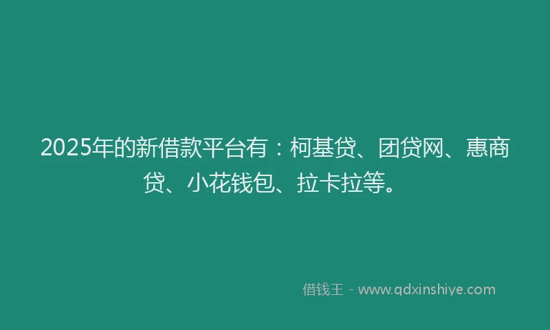 2025年的新借款平台有：柯基贷、团贷网、惠商贷、小花钱包、拉卡拉等。