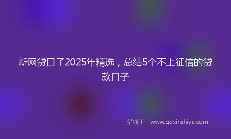 新网贷口子2025年精选，总结5个不上征信的贷款口子