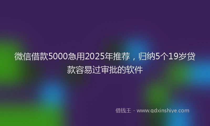 微信借款5000急用2025年推荐，归纳5个19岁贷款容易过审批的软件