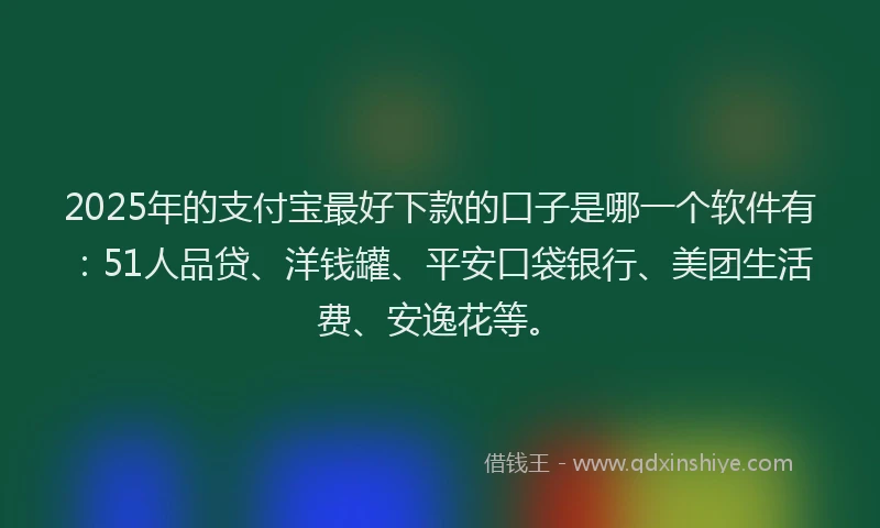 2025年的支付宝最好下款的口子是哪一个软件有：51人品贷、洋钱罐、平安口袋银行、美团生活费、安逸花等。