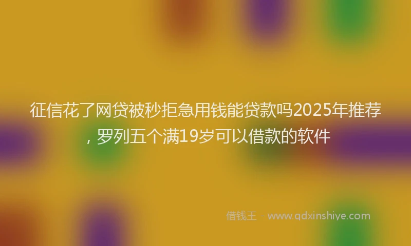 征信花了网贷被秒拒急用钱能贷款吗2025年推荐，罗列五个满19岁可以借款的软件