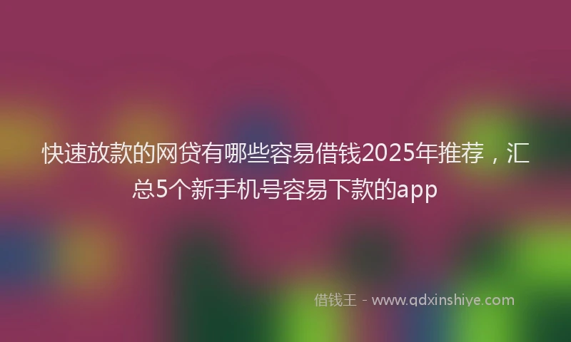 快速放款的网贷有哪些容易借钱2025年推荐，汇总5个新手机号容易下款的app