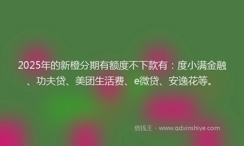 2025年的新橙分期有额度不下款有：度小满金融、功夫贷、美团生活费、e微贷、安逸花等。