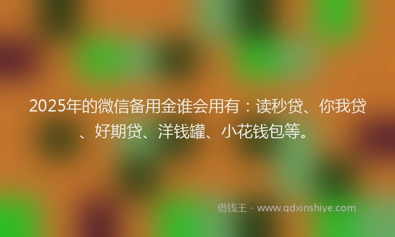 2025年的微信备用金谁会用有：读秒贷、你我贷、好期贷、洋钱罐、小花钱包等。