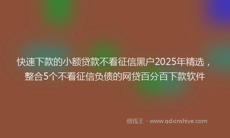快速下款的小额贷款不看征信黑户2025年精选，整合5个不看征信负债的网贷百分百下款软件