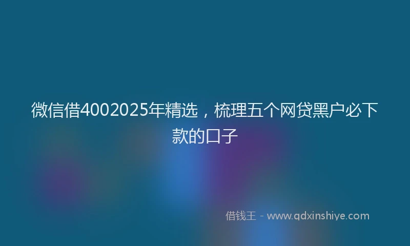 微信借4002025年精选，梳理五个网贷黑户必下款的口子