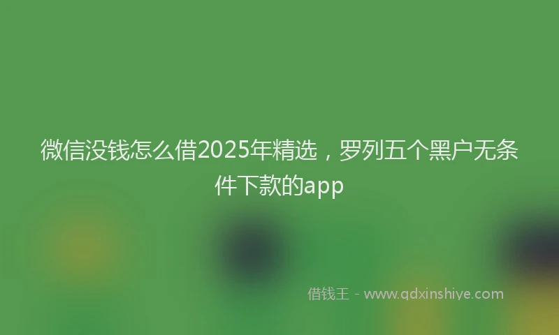 微信没钱怎么借2025年精选，罗列五个黑户无条件下款的app