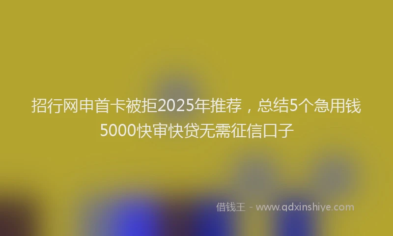 招行网申首卡被拒2025年推荐，总结5个急用钱5000快审快贷无需征信口子