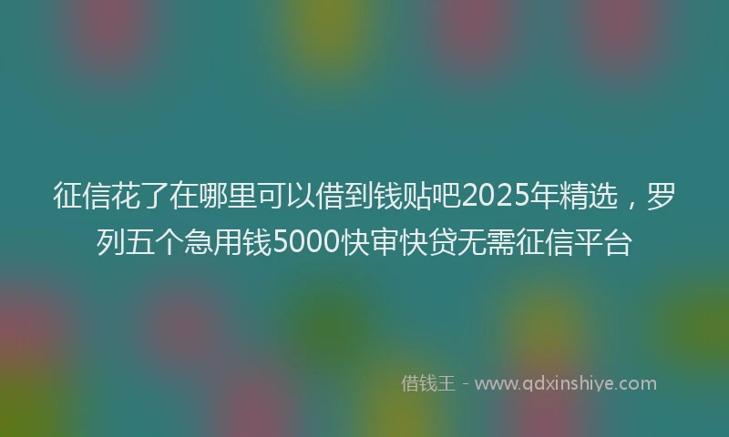 征信花了在哪里可以借到钱贴吧2025年精选，罗列五个急用钱5000快审快贷无需征信平台