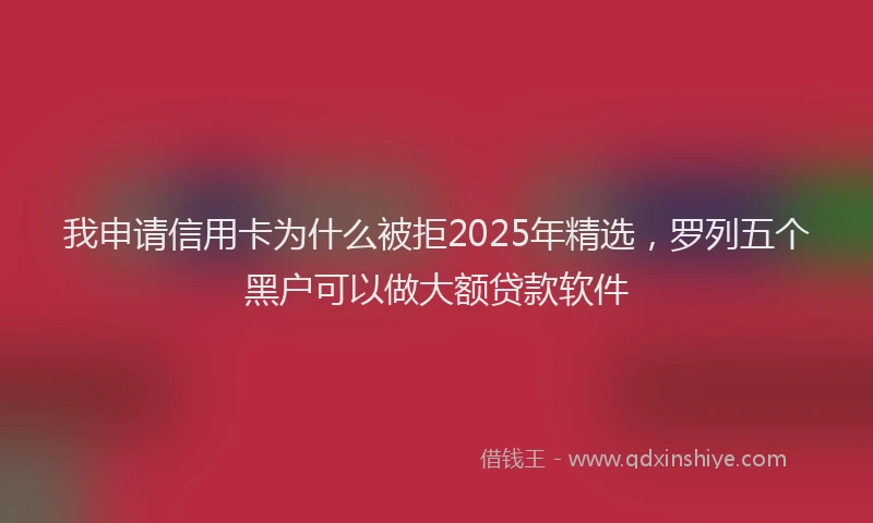 我申请信用卡为什么被拒2025年精选，罗列五个黑户可以做大额贷款软件