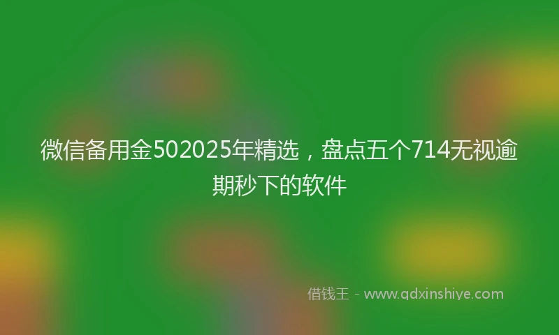微信备用金502025年精选，盘点五个714无视逾期秒下的软件