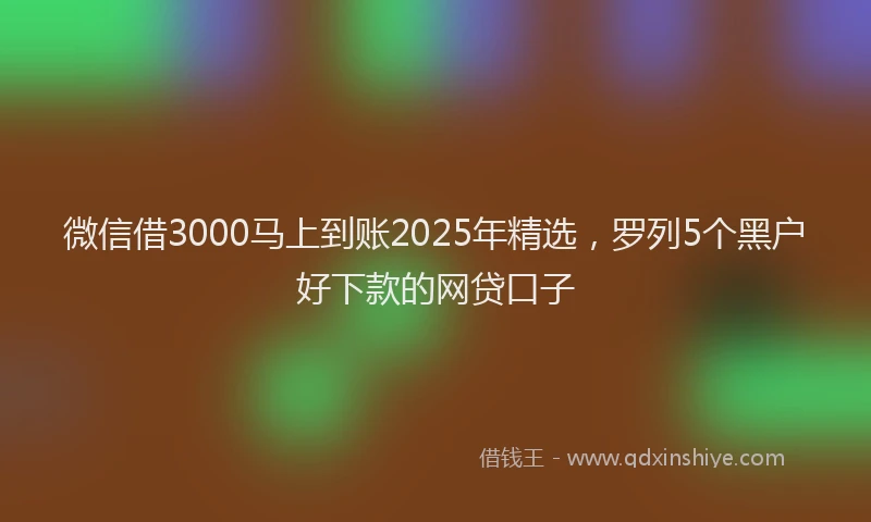 微信借3000马上到账2025年精选，罗列5个黑户好下款的网贷口子