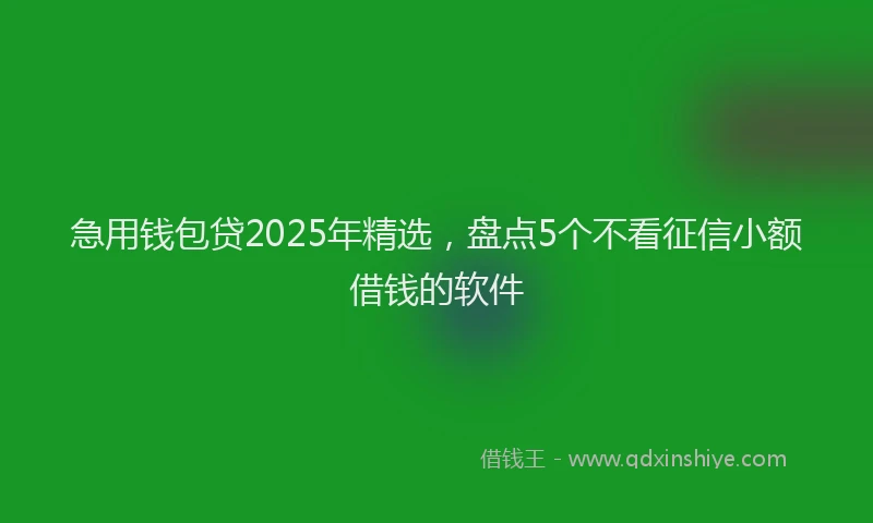 急用钱包贷2025年精选，盘点5个不看征信小额借钱的软件