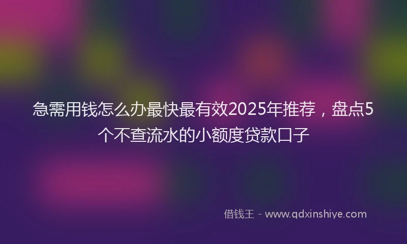 急需用钱怎么办最快最有效2025年推荐，盘点5个不查流水的小额度贷款口子