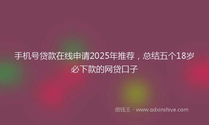 手机号贷款在线申请2025年推荐，总结五个18岁必下款的网贷口子