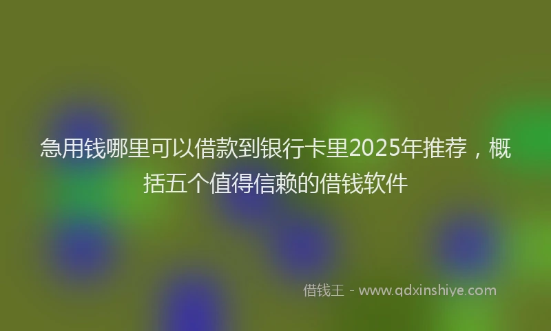 急用钱哪里可以借款到银行卡里2025年推荐，概括五个值得信赖的借钱软件