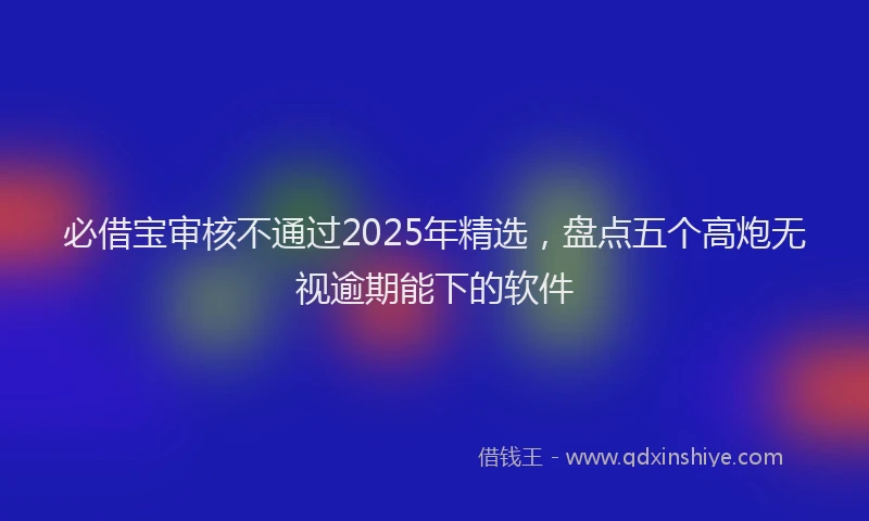 必借宝审核不通过2025年精选，盘点五个高炮无视逾期能下的软件