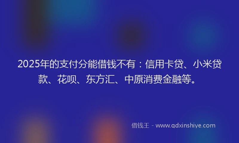 2025年的支付分能借钱不有：信用卡贷、小米贷款、花呗、东方汇、中原消费金融等。