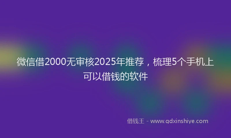 微信借2000无审核2025年推荐，梳理5个手机上可以借钱的软件