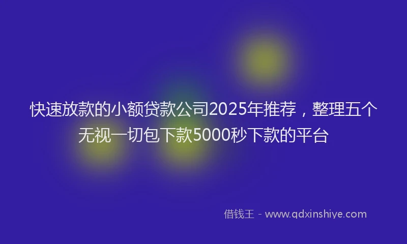 快速放款的小额贷款公司2025年推荐，整理五个无视一切包下款5000秒下款的平台