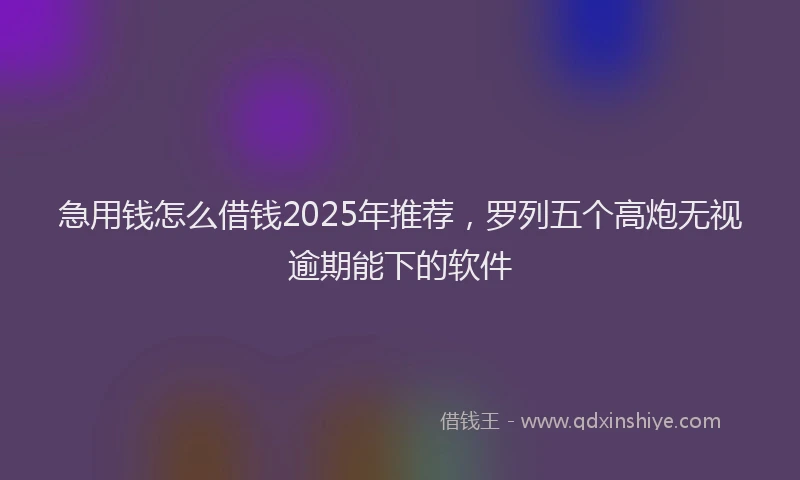 急用钱怎么借钱2025年推荐，罗列五个高炮无视逾期能下的软件