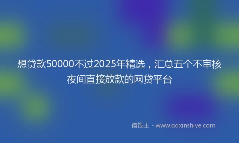 想贷款50000不过2025年精选，汇总五个不审核夜间直接放款的网贷平台