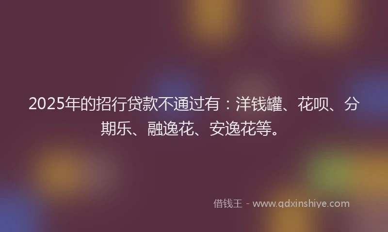 2025年的招行贷款不通过有：洋钱罐、花呗、分期乐、融逸花、安逸花等。