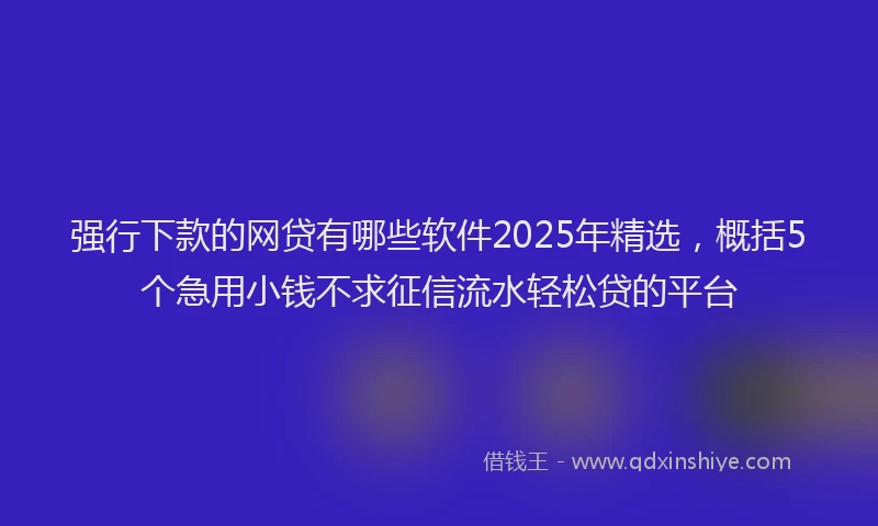 强行下款的网贷有哪些软件2025年精选，概括5个急用小钱不求征信流水轻松贷的平台