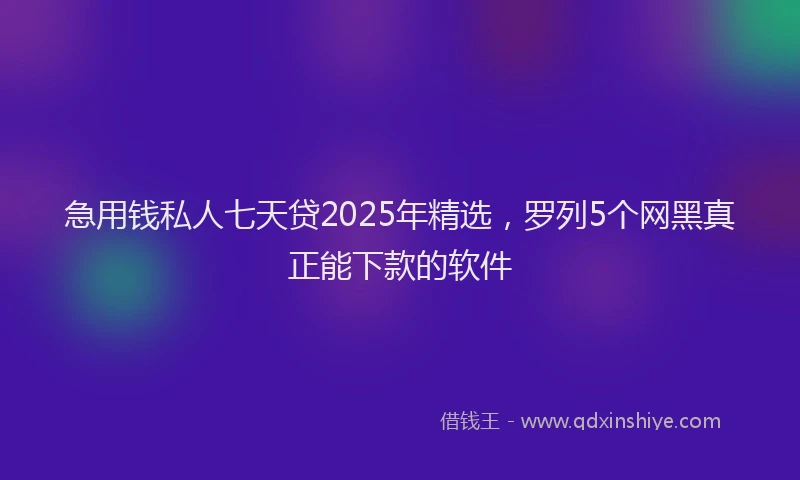 急用钱私人七天贷2025年精选，罗列5个网黑真正能下款的软件
