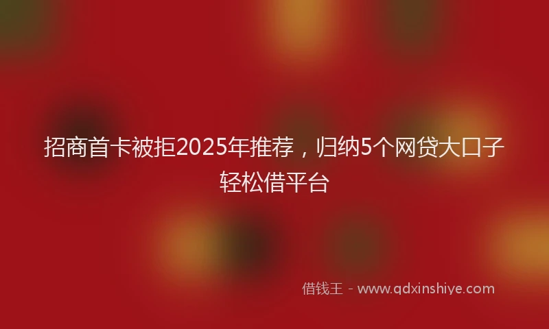 招商首卡被拒2025年推荐，归纳5个网贷大口子轻松借平台