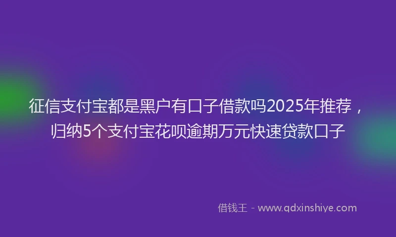 征信支付宝都是黑户有口子借款吗2025年推荐，归纳5个支付宝花呗逾期万元快速贷款口子