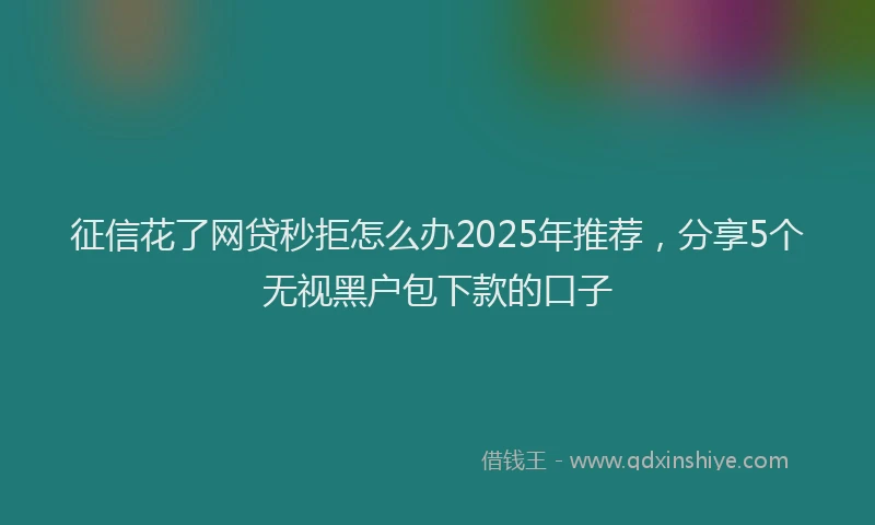 征信花了网贷秒拒怎么办2025年推荐，分享5个无视黑户包下款的口子