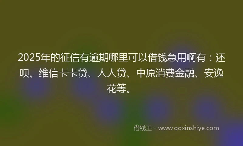 2025年的征信有逾期哪里可以借钱急用啊有：还呗、维信卡卡贷、人人贷、中原消费金融、安逸花等。