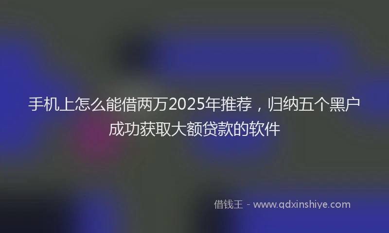 手机上怎么能借两万2025年推荐，归纳五个黑户成功获取大额贷款的软件