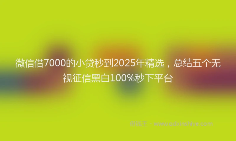微信借7000的小贷秒到2025年精选，总结五个无视征信黑白100%秒下平台