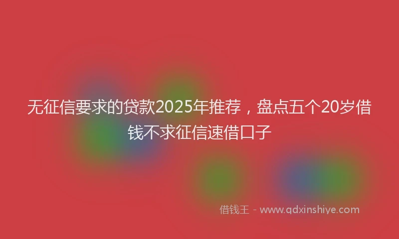 无征信要求的贷款2025年推荐，盘点五个20岁借钱不求征信速借口子